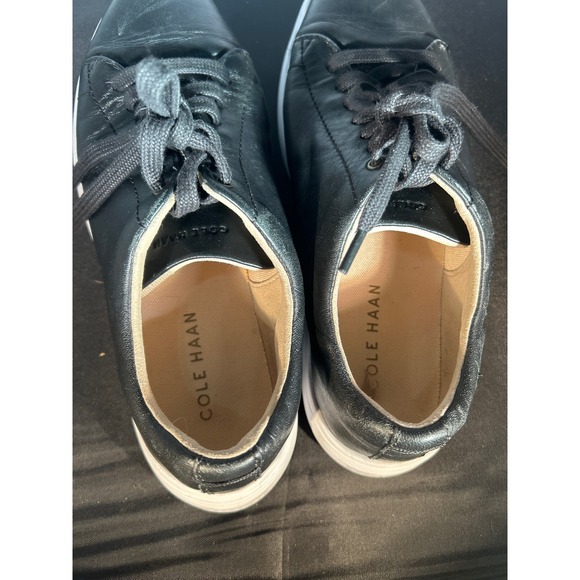 Cole Haan Black Leather Lace Up Sneakers Comfortable Everyday Casual Shoes - Picture 5 of 6